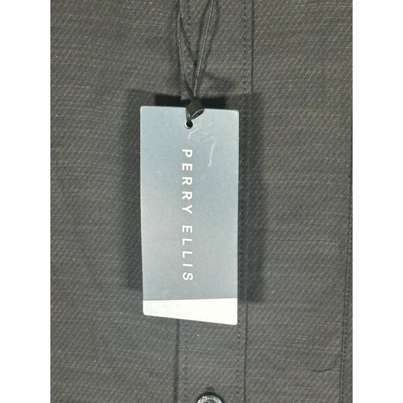 Perry Ellis Mens Short Sleeve Solid Voile Woven Shirt, Black, Size XL, NWT - Picture 2 of 5